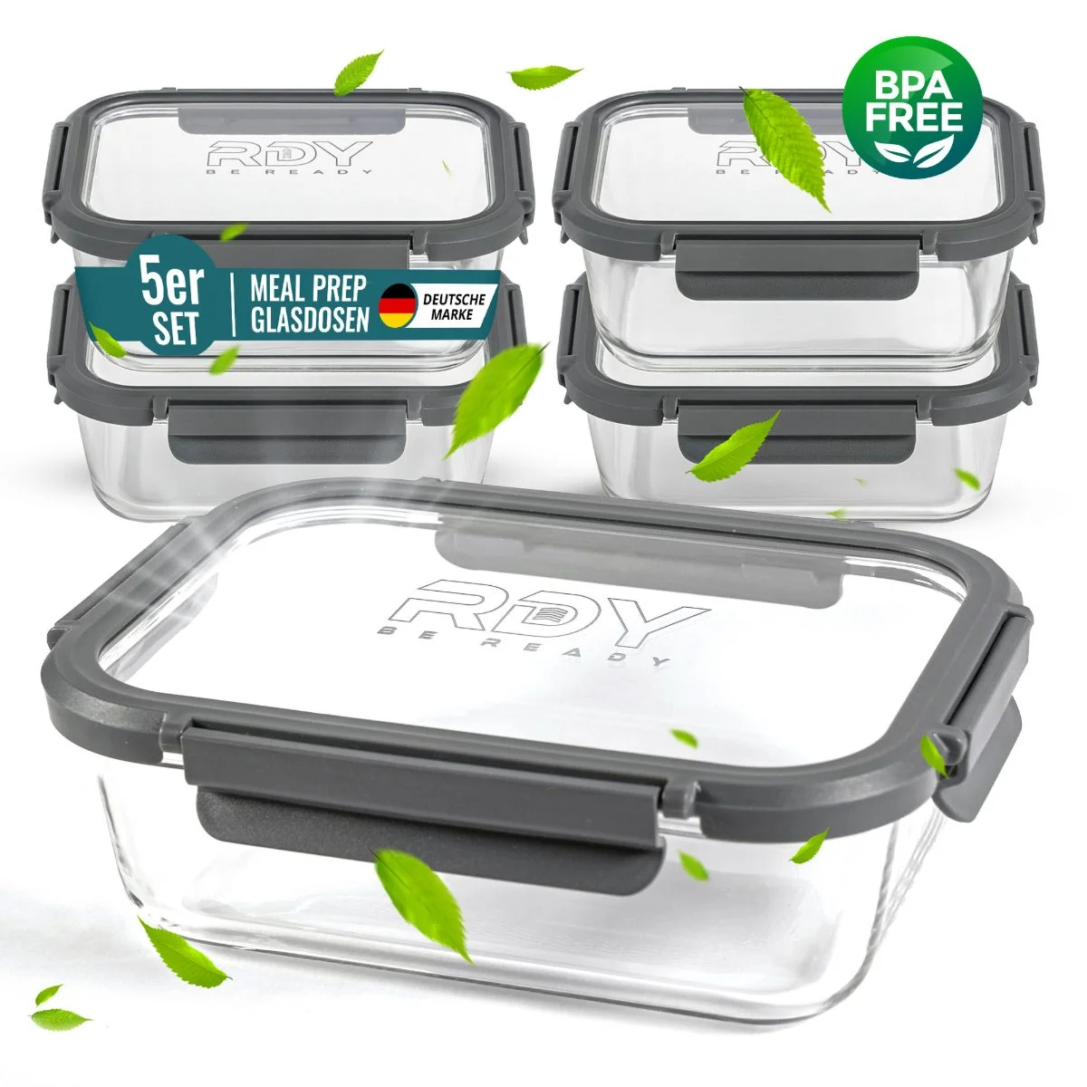 Amazon Galeriebild – Meal-Prep Glasdosen im 5er-Set